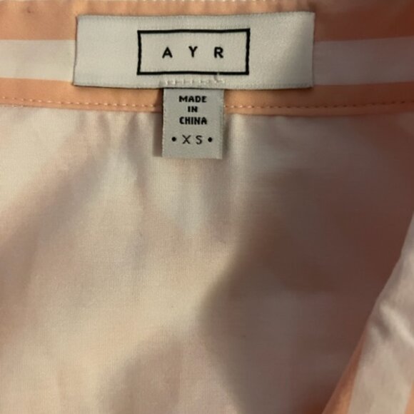 NWOT AYR The Deep End button down stripe shirt in cherry blossom (peach & white) - Picture 7 of 8